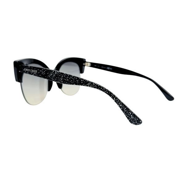 Jimmy Choo LOGO Sunglasses Black Glitter Sparkle Oversize Square Aviator Lens - Picture 4 of 8